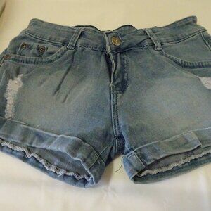 LT Women's Size 29 Disttressed Denim Jean Shorts Pockets Belt Loops Flat Front